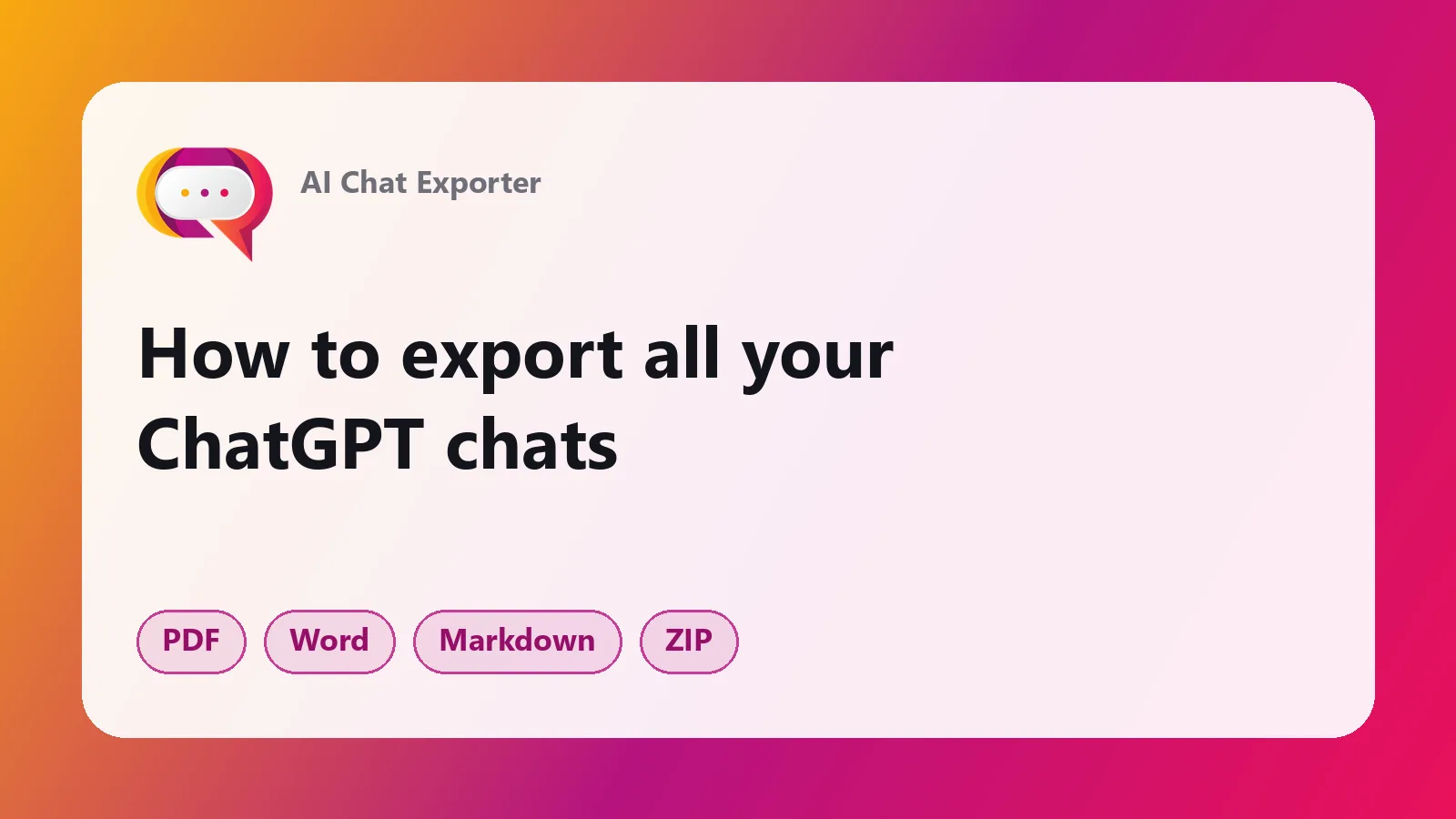 ChatGPT chats being exported to PDF, Word and Markdown files